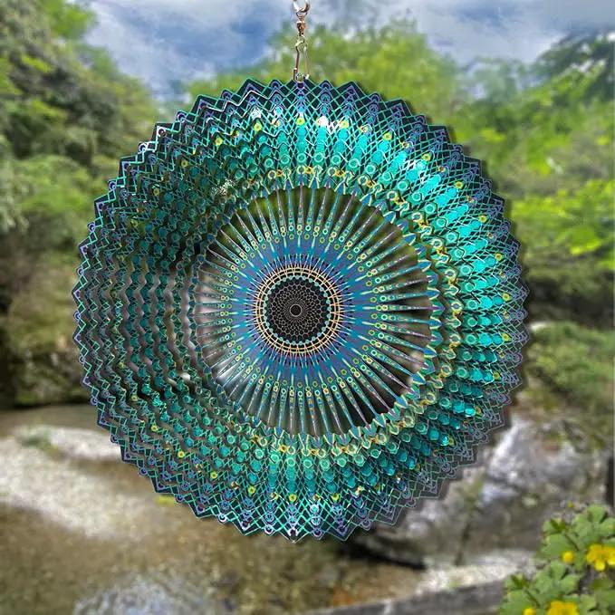 FONMY Wind Spinner Mandala Starry Sky 12 inch 3D Stainless Steel Laser Cut Metal Art Geometric Pattern - Hanging Wind Spinner, Kinetic Yard Art Decorations - Indoor/Outdoor Décor by GreenHaven Gardens