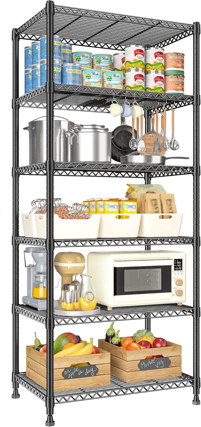 REIBII 72’’H Wire Shelving, 6 Tier Metal Shelving Units and Storage Shelves, Adjustable Garage Shelving for Storage Heavy Duty Shelving for Pantry Shelf Kitchen Garage, 24’’W X18’’D X72’’H by GreenHaven Gardens