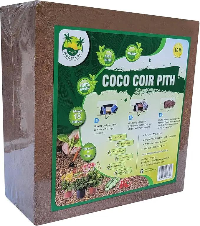 MODELLOR (10 lb) Premium Super Washed Coco Coir Brick, High Yield 18 to 20 gallons, Seed Starter, Organic, pH Balanced, Gardening, Indoor, Outdoor use by GreenHaven Gardens
