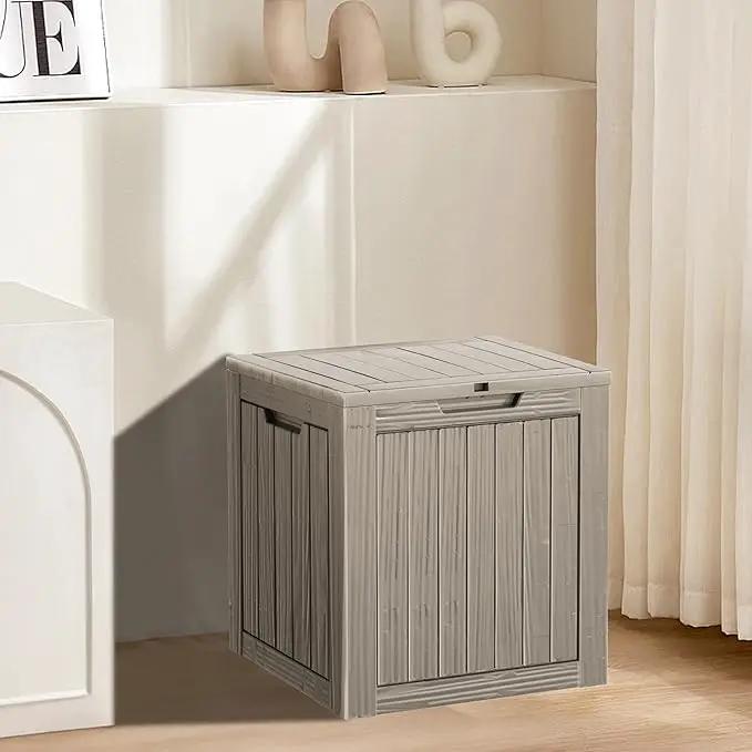 35 Gallon Resin Deck Box, Waterproof Outdoor Storage Bin for Patio, Poolside, and Garden, Lockable & UV-Resistant,Grey by GreenHaven Gardens
