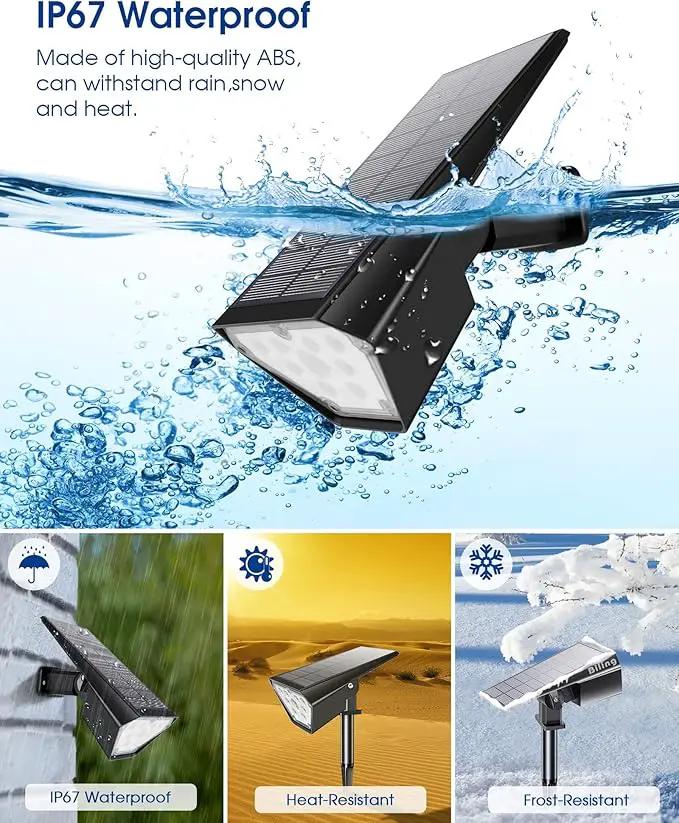 Biling Solar Spot Lights Outdoor, 2-in-1 Solar Landscape Lights 12 LED Bulbs Solar Powered Lights IP67 Waterproof Adjustable Wall Light for Patio Pathway Yard Garden Driveway Pool - White(6 Pack) by GreenHaven Gardens