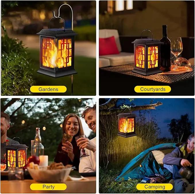Solar Lanterns - Outdoor Hanging Solar Lights with Flickering Flame, Decorative Garden Lanterns, Waterproof LED Lights for Garden, Patio, Pathway, Yard - 2 Pack by GreenHaven Gardens