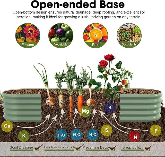 8x2ft Oval Galvanized Raised Garden Bed Kits 16" Tall Outdoor Large Metal Modular Planter Box 9-in-1 Raised Beds for Gardening,Vegetables,Fruits,Flowers & Herbs (Green) by GreenHaven Gardens