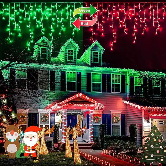 JMEXSUSS 400 LED Christmas Icicle Lights Outdoor, Red & Green Halloween Icicle Lights Clear Wire,Connectable String Lights Plug in for Christmas Party Outdoor Eaves Home Xmas Decorations by GreenHaven Gardens