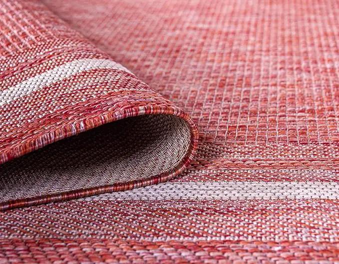 Unique Loom Outdoor Border Collection Area Rug - Soft Border (2' x 6' 1" Runner, Rust Red/ Ivory) by GreenHaven Gardens