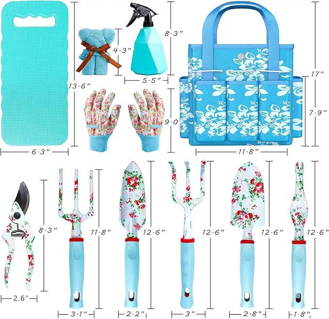 Gifts for Mom, JUMPHIGH Womens Gardening Gifts Set, Floral Gardening Tools with Tote Bag, Gifts for Her for Girlfriend, Birthday Gifts for Women, Gardening Kit Womens Gifts for Christmas (Blue) by GreenHaven Gardens