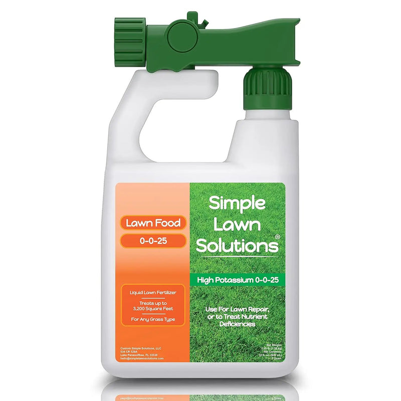 Simple Lawn Solutions - High Potassium Lawn Food Liquid Fertilizer 0-0-25 - Concentrated Spray - Turf Grass Vigor and Plant Hardiness - Summer and Fall - Any Grass Type (32 Ounce) by GreenHaven Gardens