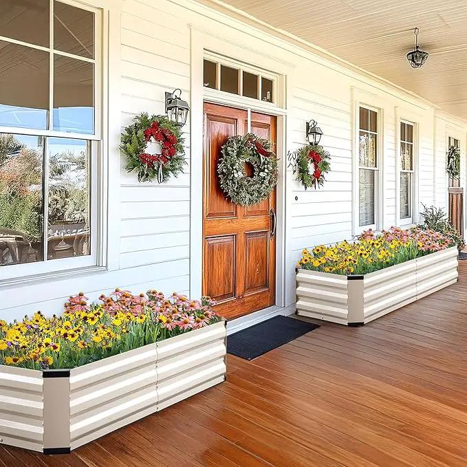 KING BIRD Raised Garden Bed Kit with Bottom 2025 Upgraded Galvanized Planter Garden Box Outdoor & Indoor for Gardening, Vegetables, Flowers, Beige, 70.8x23.6x11.8 in by GreenHaven Gardens