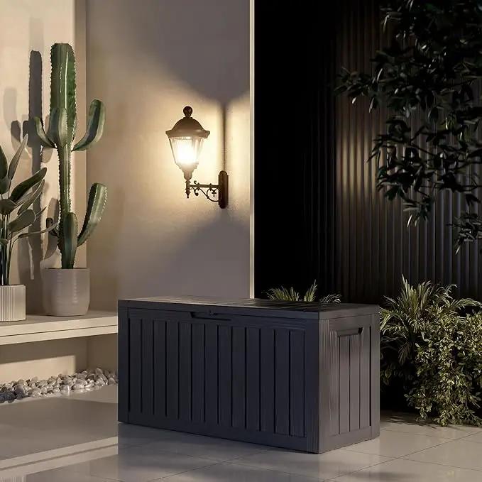 80 Gallon Outdoor Storage Box Waterproof Lockable Resin Deck Box Large, Patio Storage Bin for Pool Accessories Cushion Furniture, Garden Tools, UV-Resistant Outside Delivery Black by GreenHaven Gardens