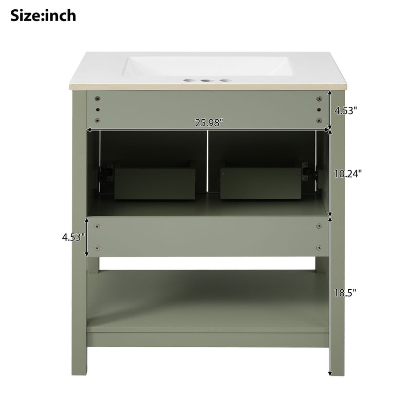 Elegant Bathroom Vanity With Ceramic Sink And Versatile Storage by HouseOfZazla