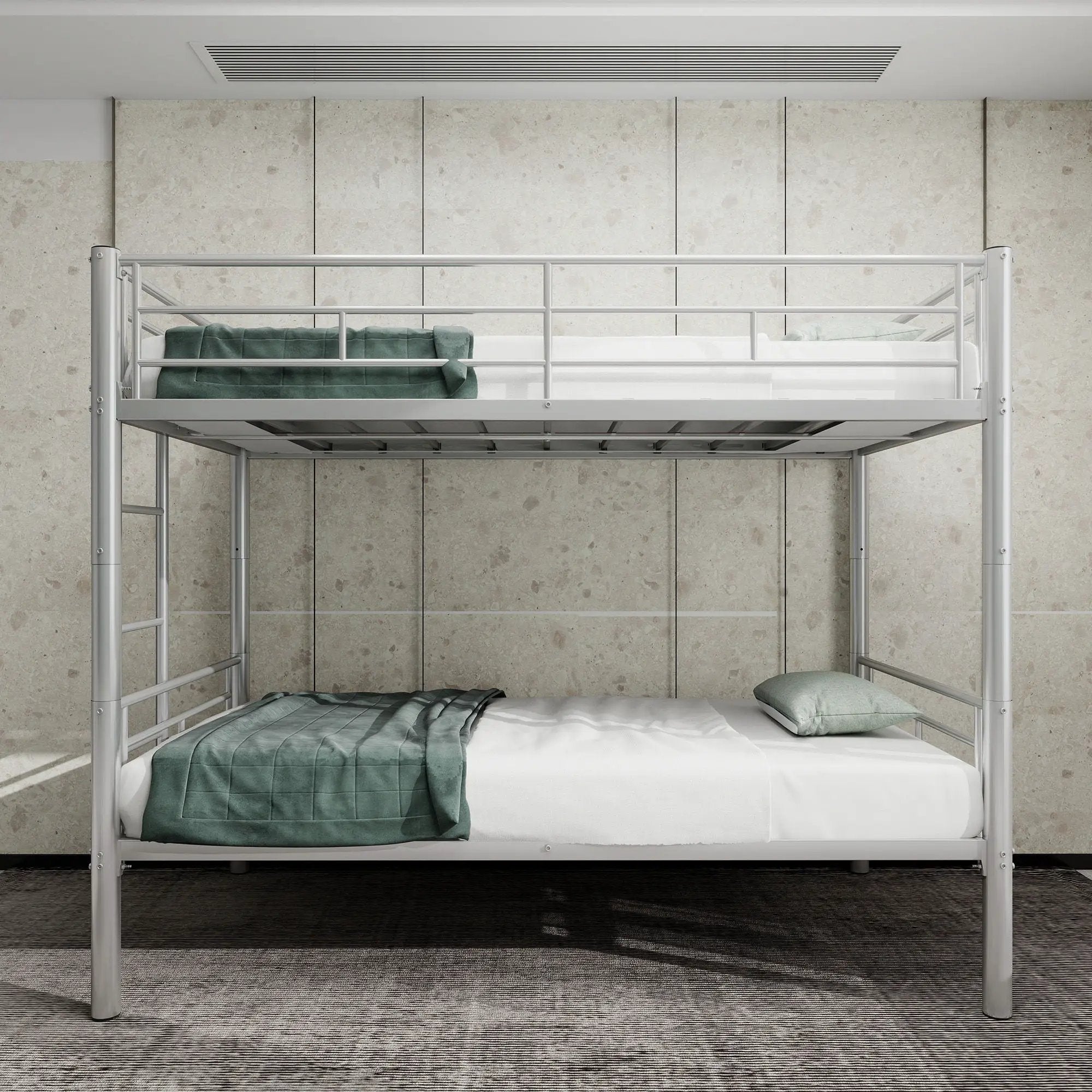 Metal Bunk Bed For Kids, Convertible Bedframe With Ladders & Guardrail by HouseOfZazla
