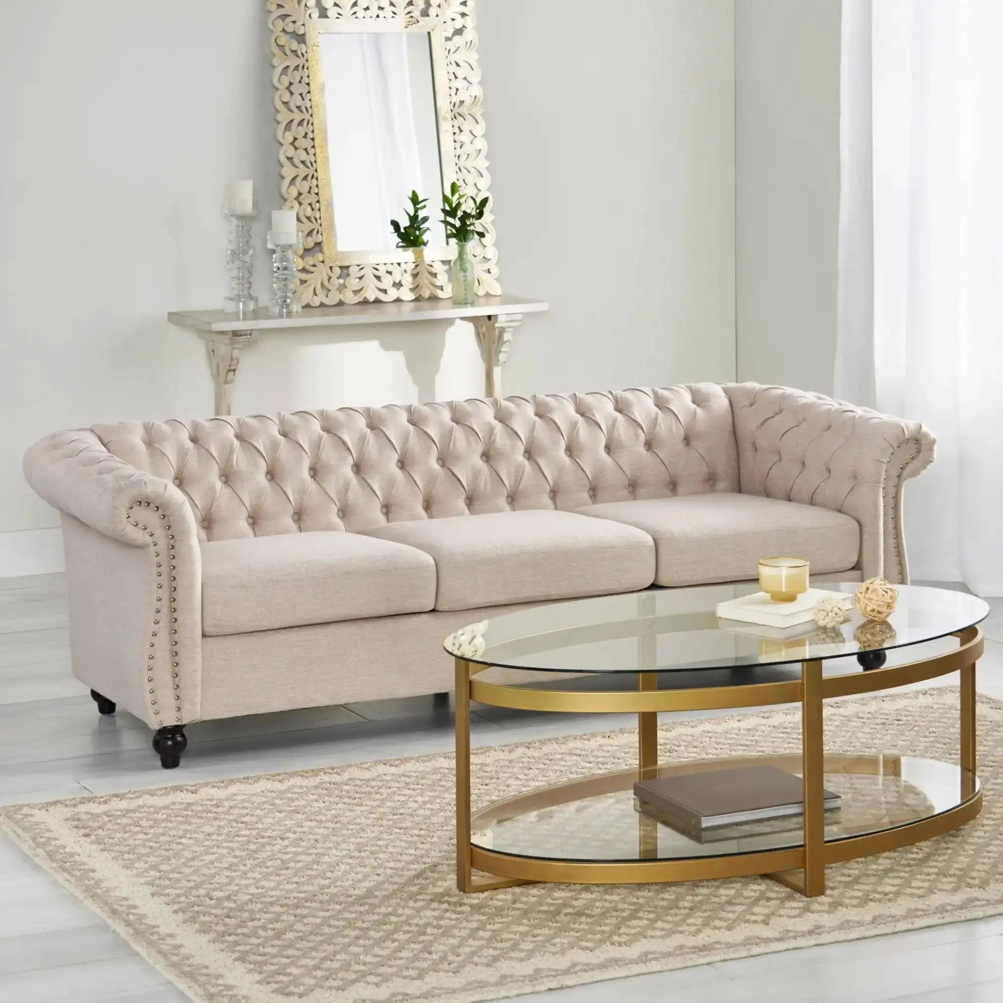 Chesterfield Style 3 Seater Sofa With Deep Button Tufting by HouseOfZazla