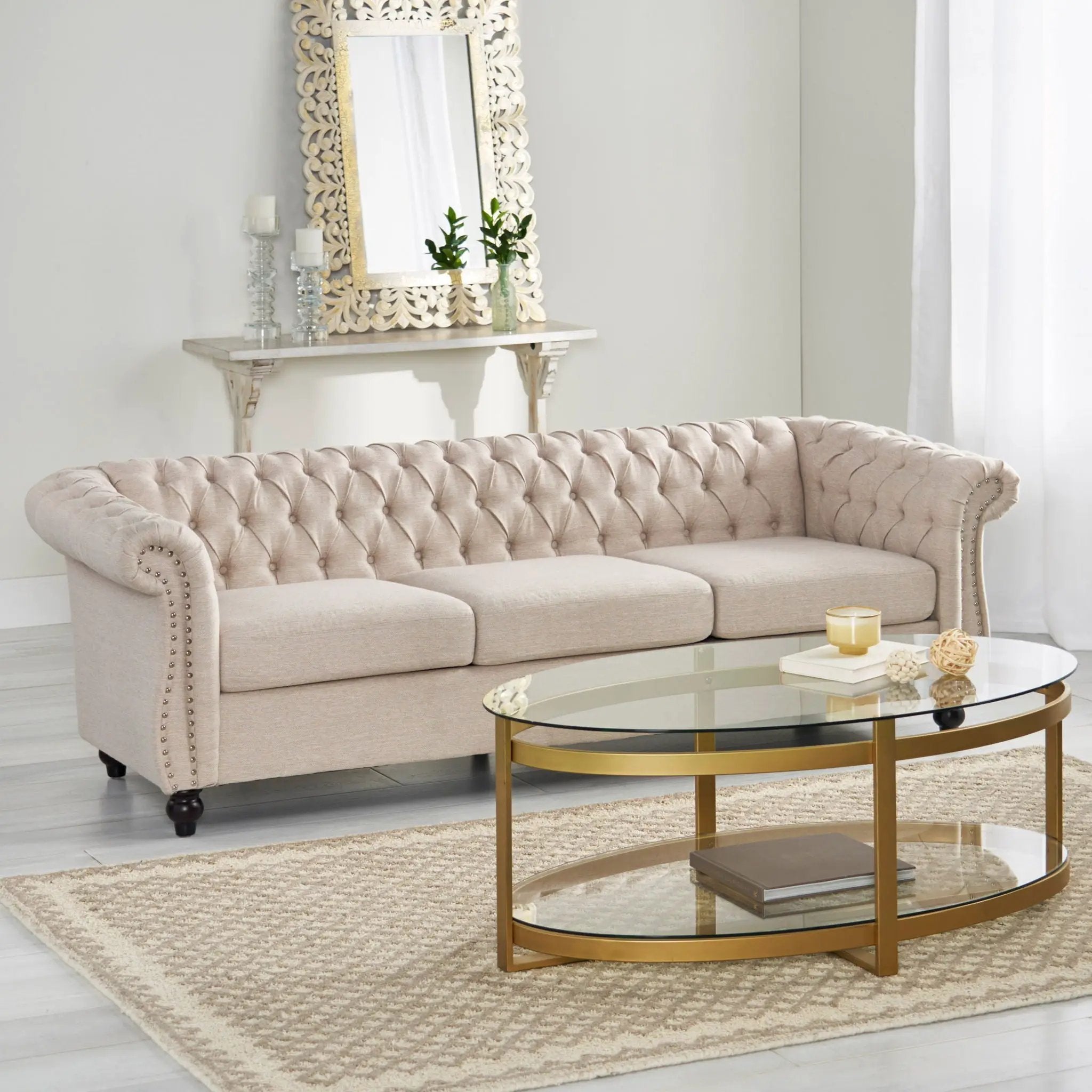 Chesterfield Style 3 Seater Sofa With Deep Button Tufting by HouseOfZazla