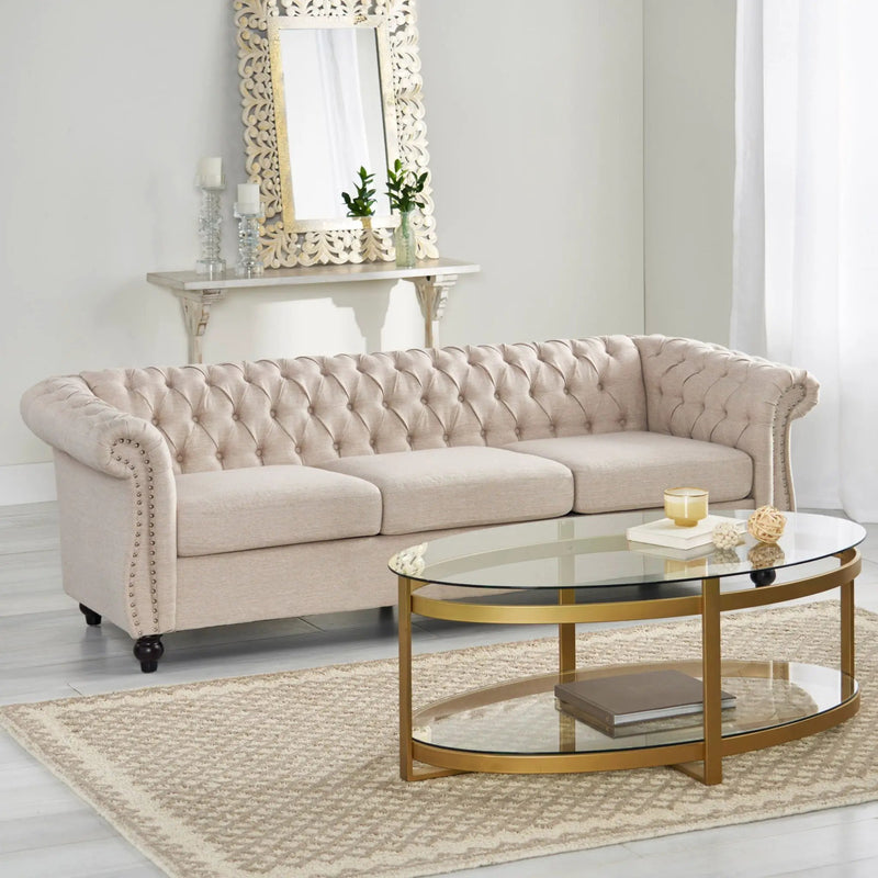 Chesterfield Style 3 Seater Sofa With Deep Button Tufting by HouseOfZazla