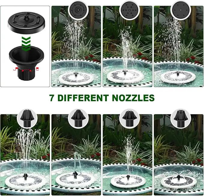 Solar Water Fountain with LED Lights Matte Panel, Built-in 4000 mAH Battery Large Bird Bath Fountains Solar Power with 4 Fixed Rods, Solar Fountain Pump for Pond, Outdoor,Garden,Pool-Multicolor by GreenHaven Gardens