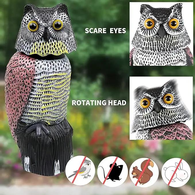 Owl Decoys to Scare Birds Away with Rotating Head,Natural Enemy Bird Deterrent Realistic Eyes & Waterproof Shape Fake Owl Scarecrow Bird Control by GreenHaven Gardens