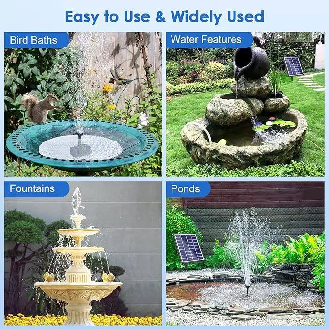 POPOSOAP Solar Fountain Pump for Bird Bath, 6.5W Solar Water Fountain Pump with Upgraded Dry-run Protection & Double-layer Nozzles 5Ft Tubing for Pond, Bird Bath, Backyard Water Feature by GreenHaven Gardens