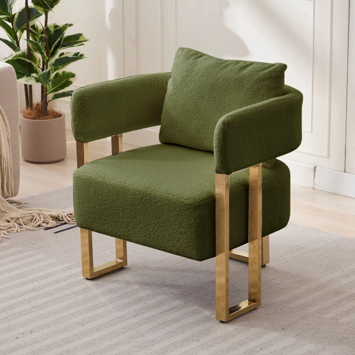 Modern Decorative Chair Teddy Fleece Upholstered And Metal Foot by Unique Piece Furniture