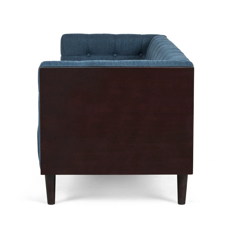 Contemporary Mid-Century Charm 3 Seater Sofa With Button Tufted Waffle Stitching