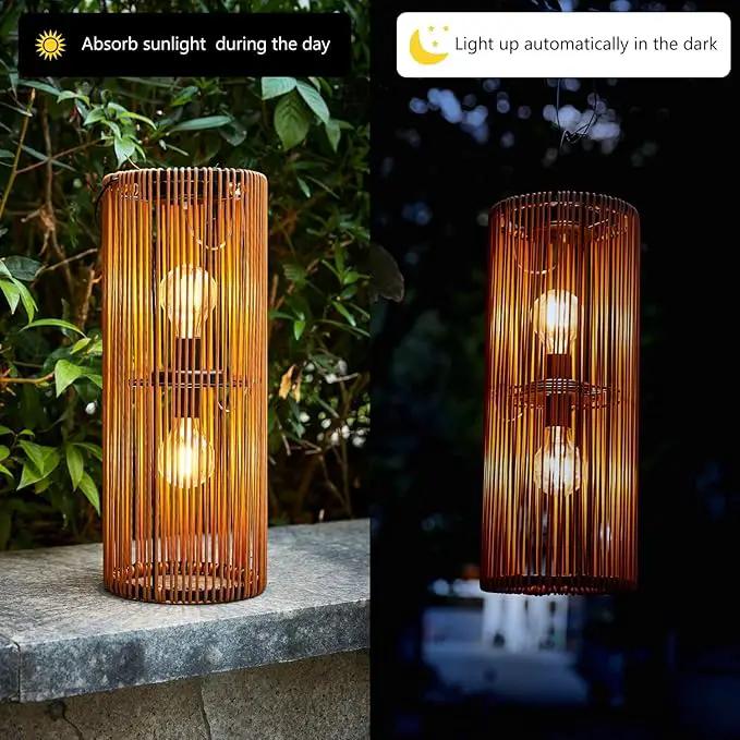 Solar Lanterns Outdoor Hanging Lantern Warm White Light Edison Style Bulb Yard Garden Wedding Home Parties Patio Decoration Waterproof Outdoor Floor Lamp Brown by GreenHaven Gardens