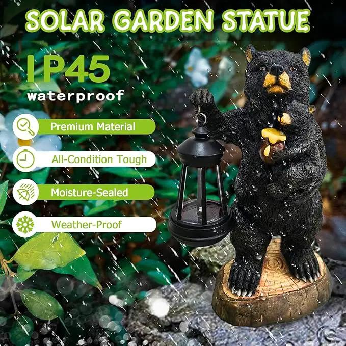 Garden Statues Bear with Solar Lantern, Outdoor Bear Figurines Decorations for Patio Yard Lawn Ornaments, Gifts for Mom/Grandma Birthday Housewarming by GreenHaven Gardens