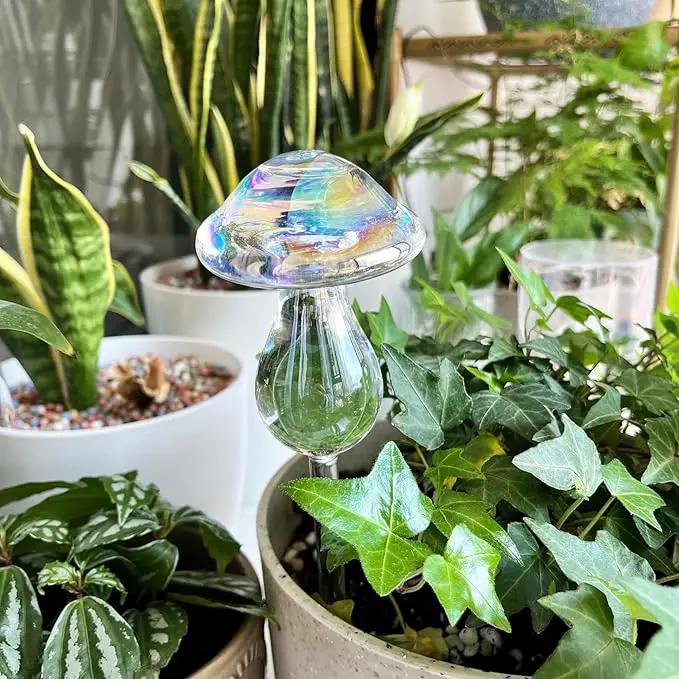 Kingbuy Plant Watering Globes Iridescent Mushroom Self Watering Planter Automatic Irrigation Device for Plant Indoor Outdoor, 2 Pack by GreenHaven Gardens