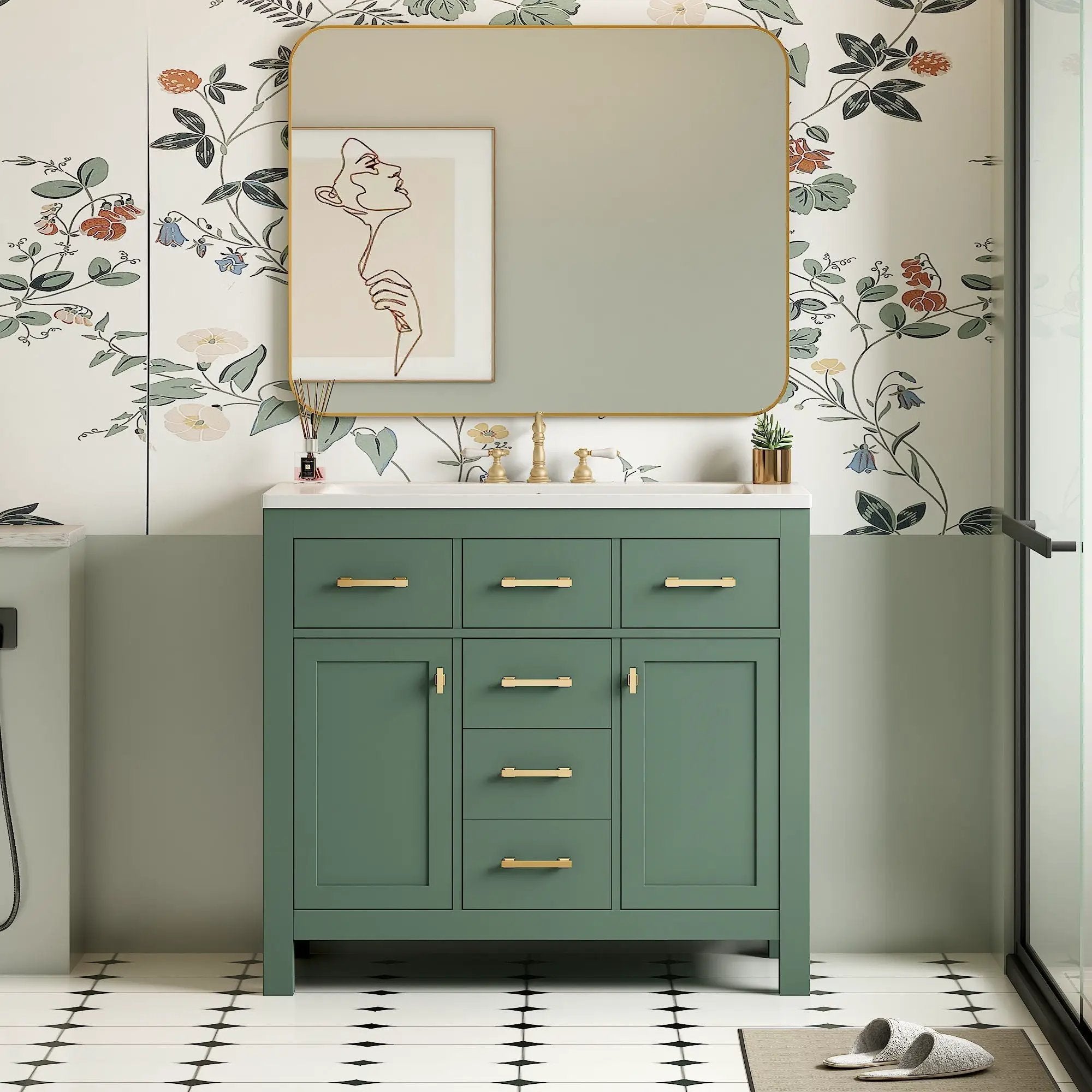 Bathroom Vanity With Sink Combo Set, Modern Bathroom Cabinet With 4 Drawers by HouseOfZazla