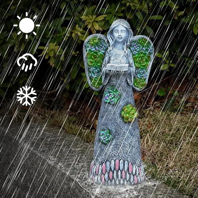 Garden Angels Statue-Solar Angel Statues Cemetery Decoration- Outdoor Memorial Pray Angels Figurine for Patio Lawn Yard Porch Decorations,10.24 Inches by GreenHaven Gardens