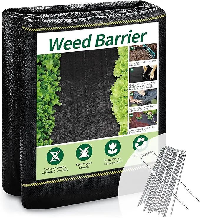 1.3ft x50ft Black Weed Barrier Landscape Premium Fabric-Heavy Duty Woven Ground Cloth with Superior Permeability Weed Control Convenient Design by GreenHaven Gardens