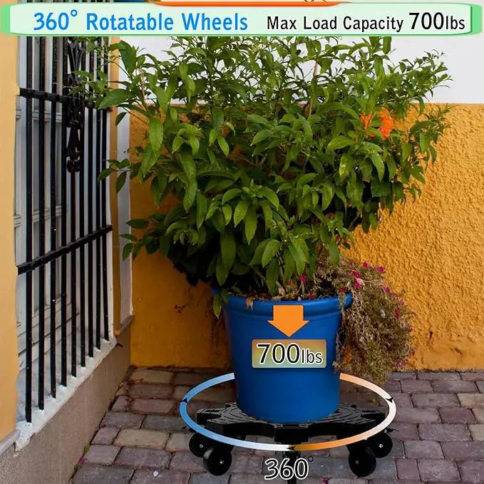 20 Inch Plant Caddy with Wheels 700lbs Heavy Duty Outdoor,Indoor Rolling Plant Stand with 3inch Casters Black Heart Shaped Plant Dolly Large Potted Planter Cart for Big Flowerpots Plants Pots by GreenHaven Gardens