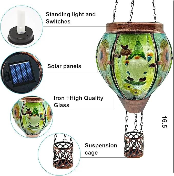 Solar Hot Air Balloon Lantern with Flame, Solar Hot Air Balloon Waterproof Lantern for Garden Farmhouse Decoration (GardenGnome2pcs) by GreenHaven Gardens