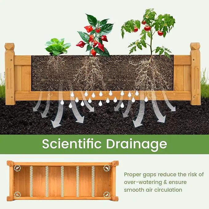 HAPPYGRILL Raised Garden Bed, Elevated Planter Box with Drainage Holes, Outdoor Wood Planter Container for Vegetables Flowers & Herbs, Planter Raised Beds for Garden, Patio, Balcony by GreenHaven Gardens