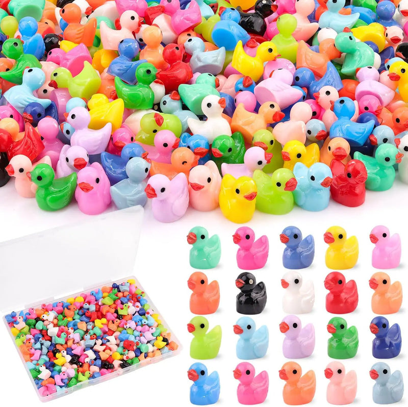 200PCS Mini Resin Animals Cute Tiny Ducks,Miniature Duck Figures to Hide,Little Animal Toys Small Figurines Bulk for Topper Desk Garden Dollhouse Landscape Aquarium Ornaments DIY Crafts & Decor by GreenHaven Gardens