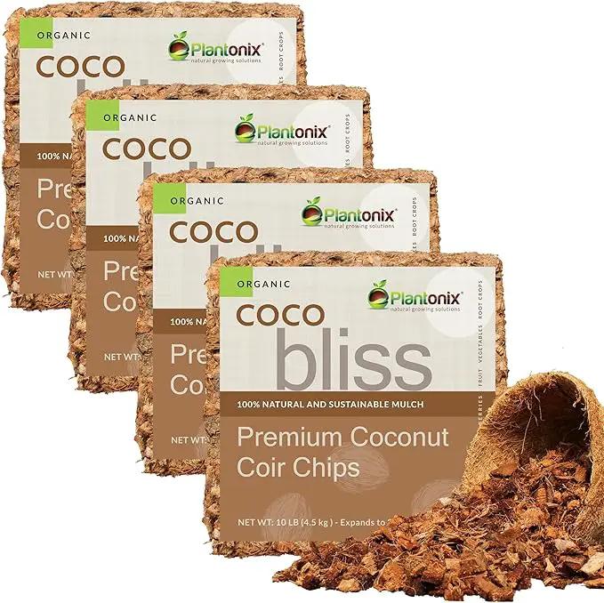 Organic Coco Chips for Plants (40lbs) - Coco Coir Chips - Coconut Husk Chips for Potting Soil, Garden Soil, & Seed Starter Soil - Coconut Mulch for Garden - Compressed Coconut Chips for Plants by GreenHaven Gardens