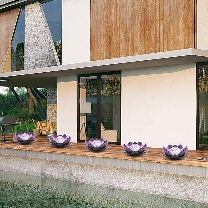 Solar Light Outdoor, Metal Glass Decorative Waterproof Garden Light LED Solar Flower Lights for Patio, Lawn,Walkway,Tabletop,Ground (Purple) by GreenHaven Gardens