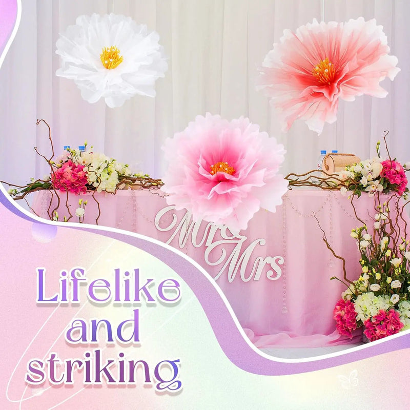 Havawish 3pcs 19.7in Giant Butterfly Flowers Decoration for Wedding Reception, Artificial Gauze Large Flower Butterflies Prop for Wedding Banquet Ceremony Church Party(Flowers) by GreenHaven Gardens