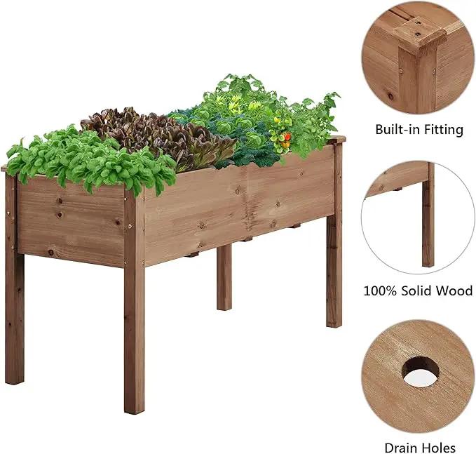 Yaheetech 1pc Raised Garden Bed 48x24x30in Elevated Wooden Horticulture Planter Box with Legs Standing Growing Bed for Gardening/Backyard/Patio/Balcony, Dark Brown by GreenHaven Gardens