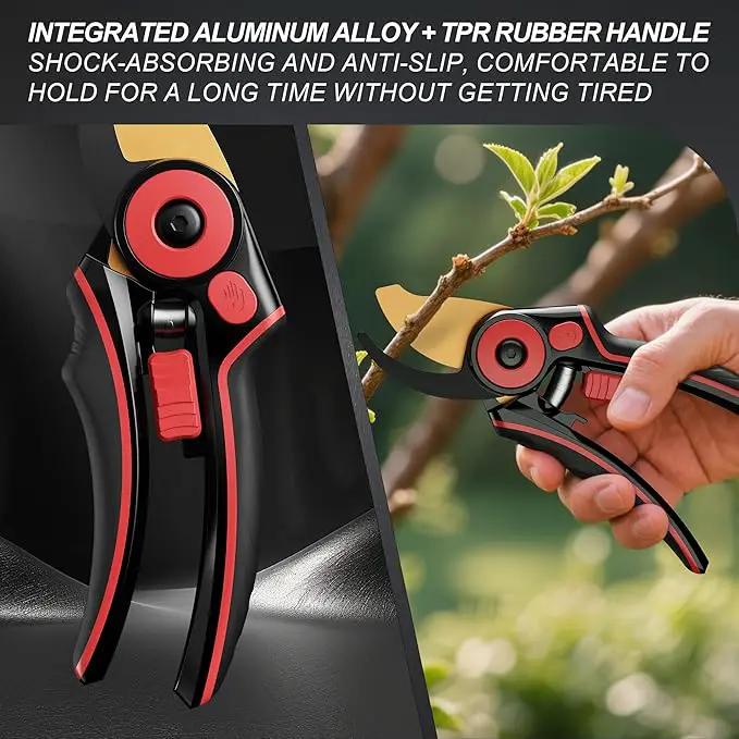 FLORA GUARD Professional Pruning Shears for Gardening, 20mm Clean Cut, SK5 Titanium-Coated Blade, Non-Stick Teflon Coating, Ergonomic TPR Handle, Garden Clippers for Men & Gardeners by GreenHaven Gardens