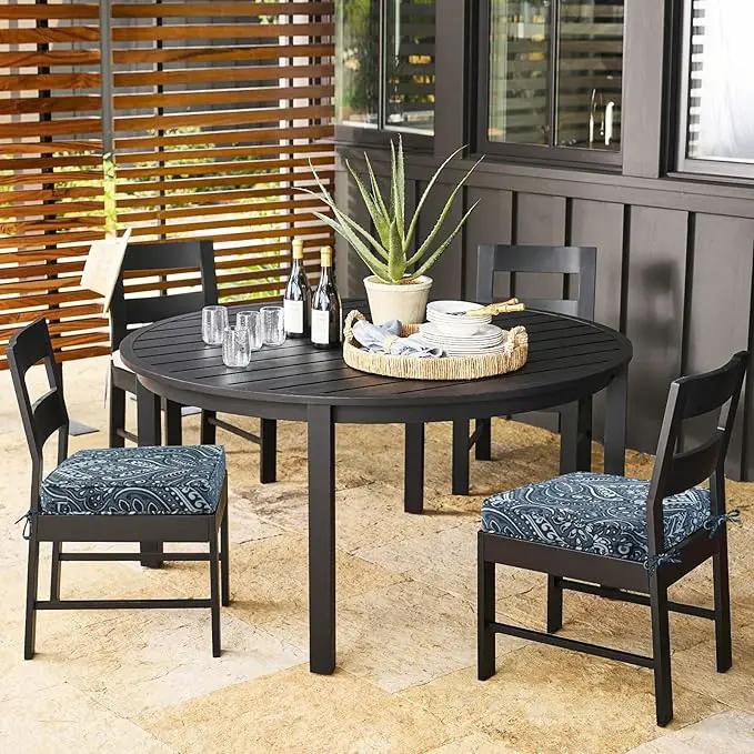 Outdoor Square Corner Seat Cushion, 18.5"x16"x3", Set of 4, Non Slip Seat Cushion Pads with Removable Cover for Patio Furniture, Garden Yard Lawn, Damask Vine by GreenHaven Gardens