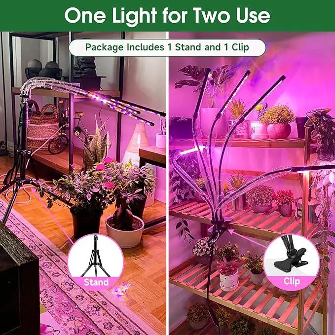 wolezek Grow Lights for Indoor Plants, Full Spectrum LED Plant Grow Light with Adjustable Stand and Sturdy Clip, 5-Heads Plant Light with Auto 6/12/16H Timer, 3 Light Modes, 5 Levels Dimmable by GreenHaven Gardens