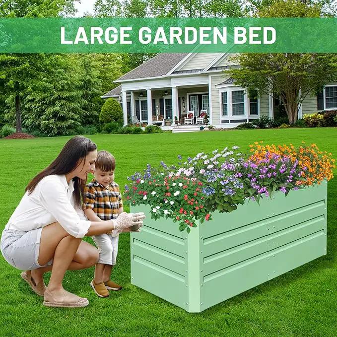 SnugNiture 4x2x2FT Raised Garden Bed Galvanized Planter Garden Boxes Outdoor, Deep Root Planter Raised Bed for Vegetables Flowers Herbs,Green by GreenHaven Gardens