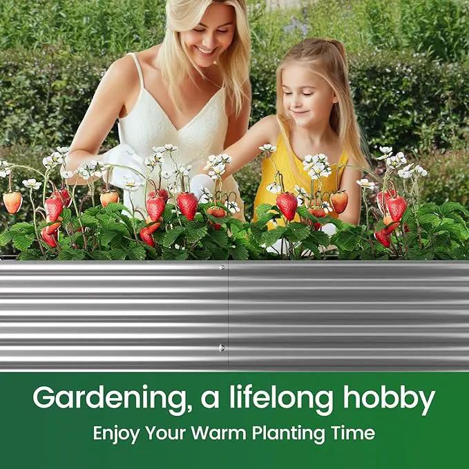 2 Pack Galvanized Raised Garden Bed Outdoor, Metal Garden Bed for Vegetables, Above Ground Garden Box for Flower, Steel Raised Beds for Gardening - 50"x20" by GreenHaven Gardens