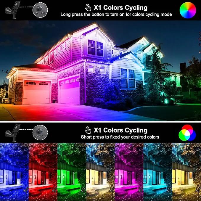 T-SUNUS Solar Landscape Spotlights Color Changing 4 Pack IP55 Waterproof Outdoor Christmas & Halloween RGB Pond Lights for Flag Yard Pathway Pool Patio Auto On/Off Adjustable Colorful Garden Lighting by GreenHaven Gardens