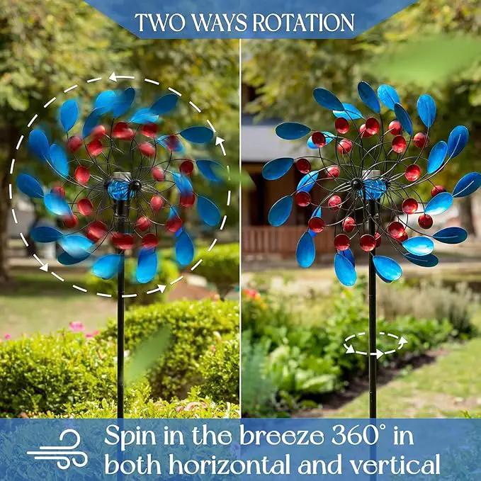 Wind Spinners for Yard and Garden Large - 80 inch Wind Spinners Outdoor Metal Large with Solar LED Light, Wind Sculptures & Spinners Windmills for Birthday Gifts Decorations(24 Diameter) by GreenHaven Gardens