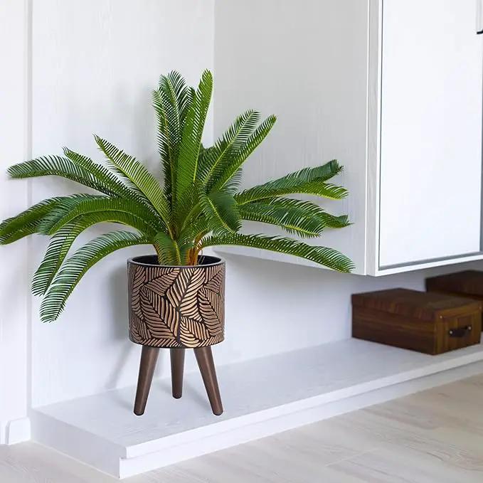 D'vine Dev 8 Inch Planter Pot with Stand, Mid-Century Tall Plant Pot with Legs for Indoor Plants, Small, Bronze/Grey, 88-L-A-6 by GreenHaven Gardens