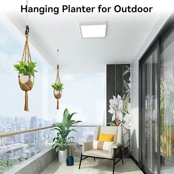 USLAI Macrame Handmade Basket Plant Hanger (2-Pack), for 3-8 Inch Pots, Indoor Outdoor Strong Hanging Planter Flower Pot Holder with Beads and Tassels, Boho Home Decor (POTS NOT Included) (Brown) by GreenHaven Gardens