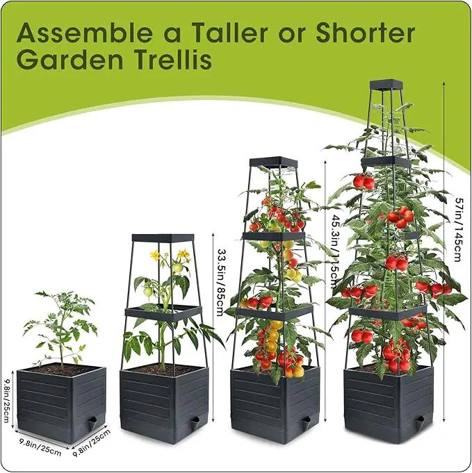 MQFORU Raised Garden Bed, 57" Tomato Planter with Trellis, Tomato Cages for Climbing Vegetables Plant, Self Watering Tomato Support Box for Garden Pots, Use for Patios Greenhouse Indoor Outdoor（1Pc） by GreenHaven Gardens