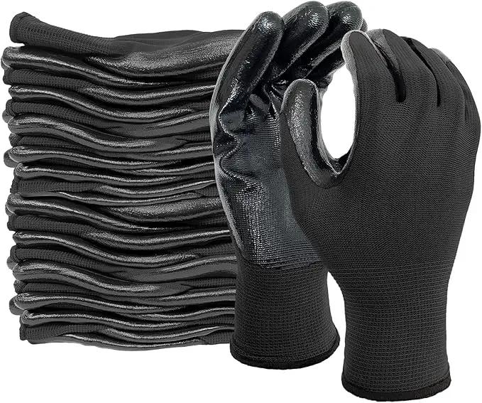 Evridwear Work Gloves with Grip Rubber Coated for Men Women Warehouse Mechanic,12 Pairs Bulk by GreenHaven Gardens
