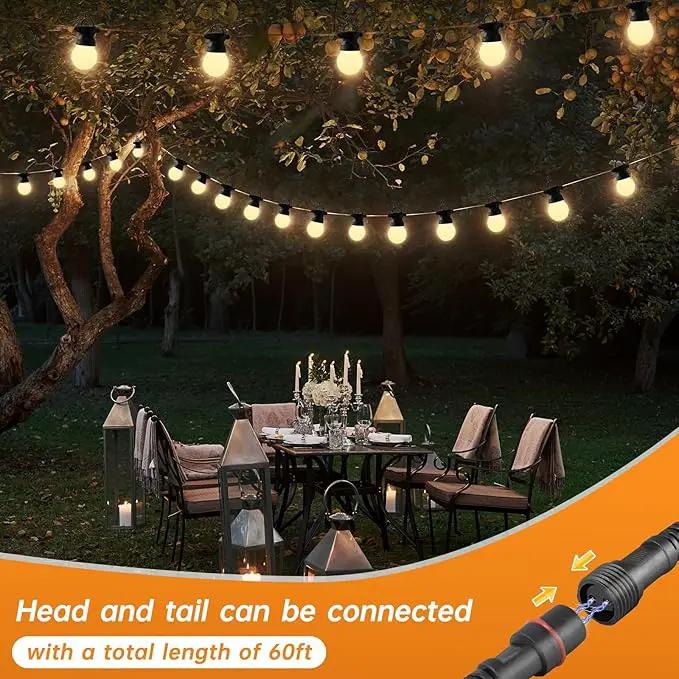 Outdoor String lamp 12 feet can be Connected G50 Anti-Fall Waterproof lampshade IP65 Waterproof Warm White Light Suitable for Garden terraces by GreenHaven Gardens