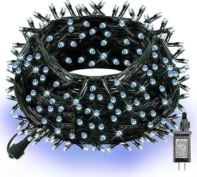 Dazzle Bright 300 LED Christmas String Lights, 100 FT Connectable Waterproof String Lights Green Wire with 8 Modes, Christmas Decorations for Indoor Outdoor Xmas Party Yard Garden (White) by GreenHaven Gardens